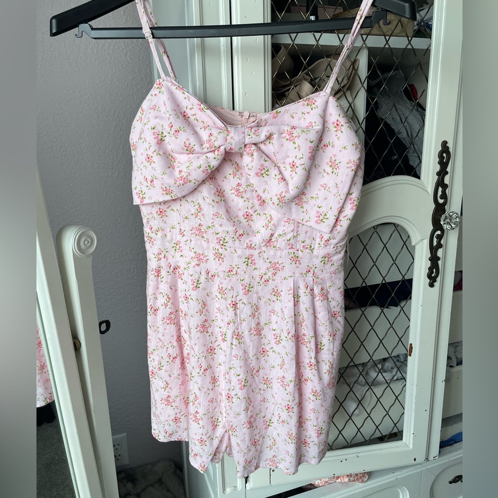 Altard State Floral light pink romper summer dress with pockets women’s size M - Picture 2 of 9